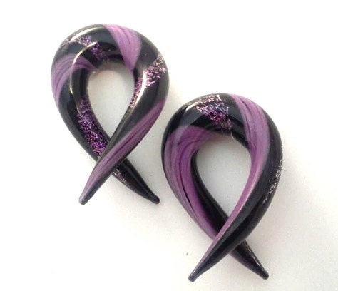 2g (6mm) CUSTOM Tri-Tone Dichroic TWIST Shapes Ear Plug Gauges Borosilicate glass