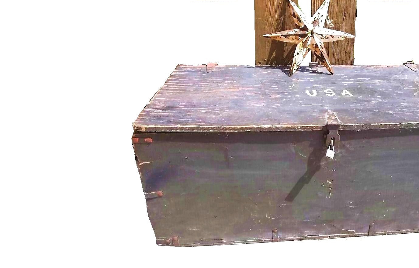Wood Locker. Military Locker. Industrial Chic. Vintage Storage. Coffee Table. Prim Rustic Shabby
