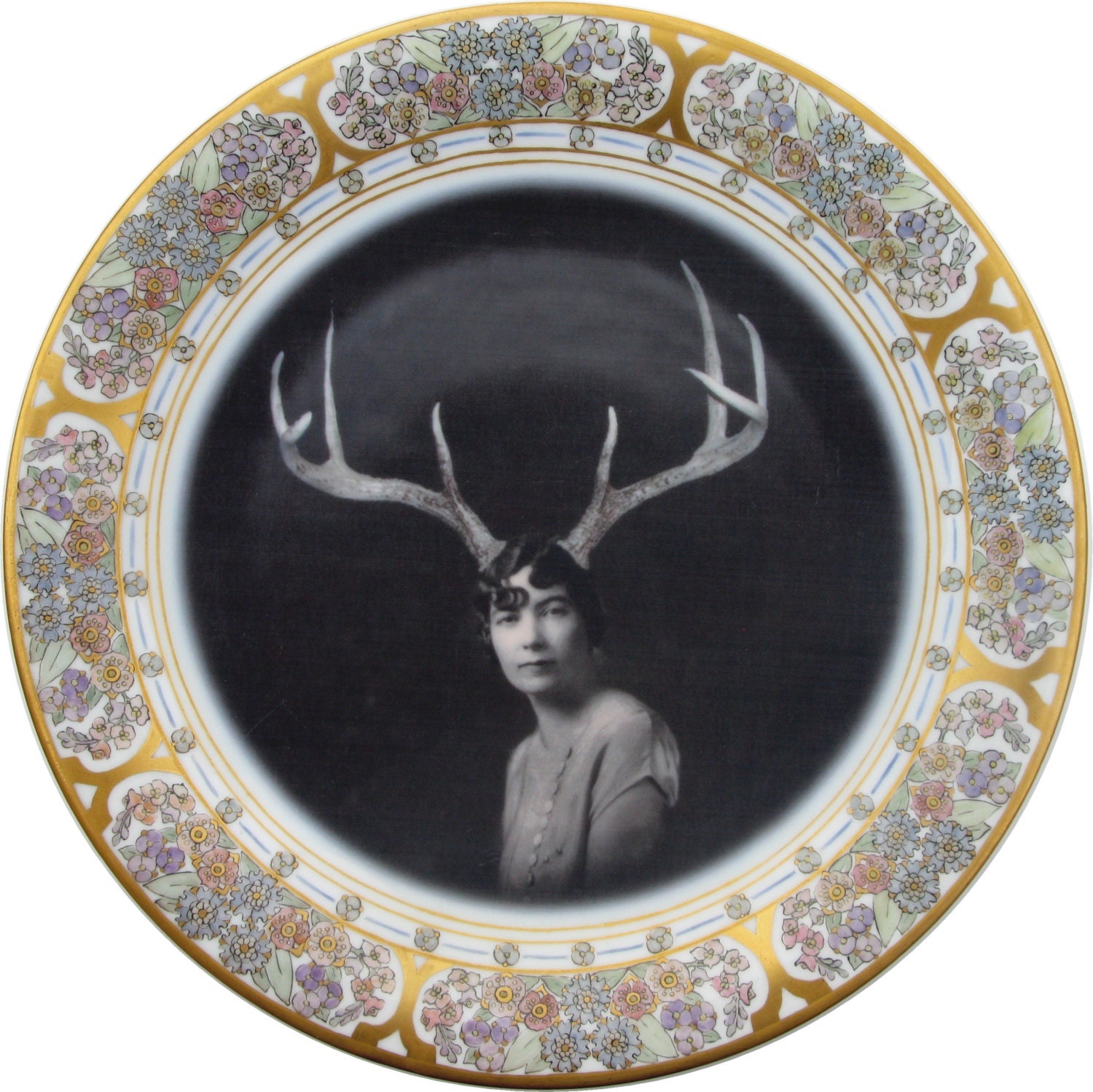 Deer Liza Portrait Plate - Altered Antique Plate