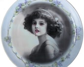 Lilith the Vampire Girl Portrait - Altered Antique Plate 8.7"
