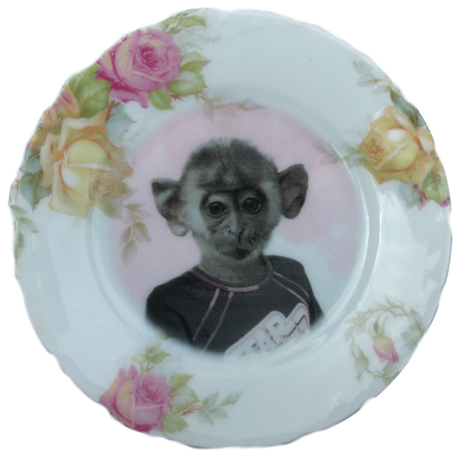 Marky, school portrait - Altered Vintage Plate 6.15"