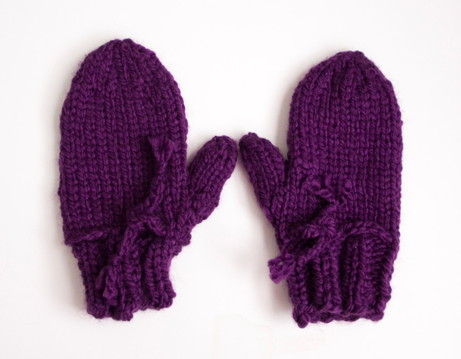 Purple Chunky Handknit Mittens