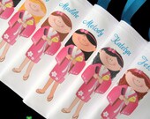 Personalized spa girl gifts bags hot pink kimono for a sweet 16 birthday party give away favors gift bags