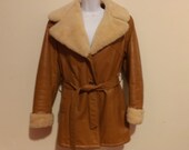 Schott Bros Sportswear Size Small Brown Leather Jacket Coat Tie Waist Vintage Perfect Condition