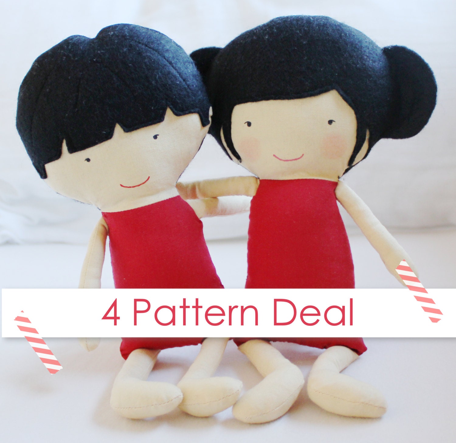 SEWING PATTERN DEAL - 4 toy softie doll Patterns - you choose (pdf)