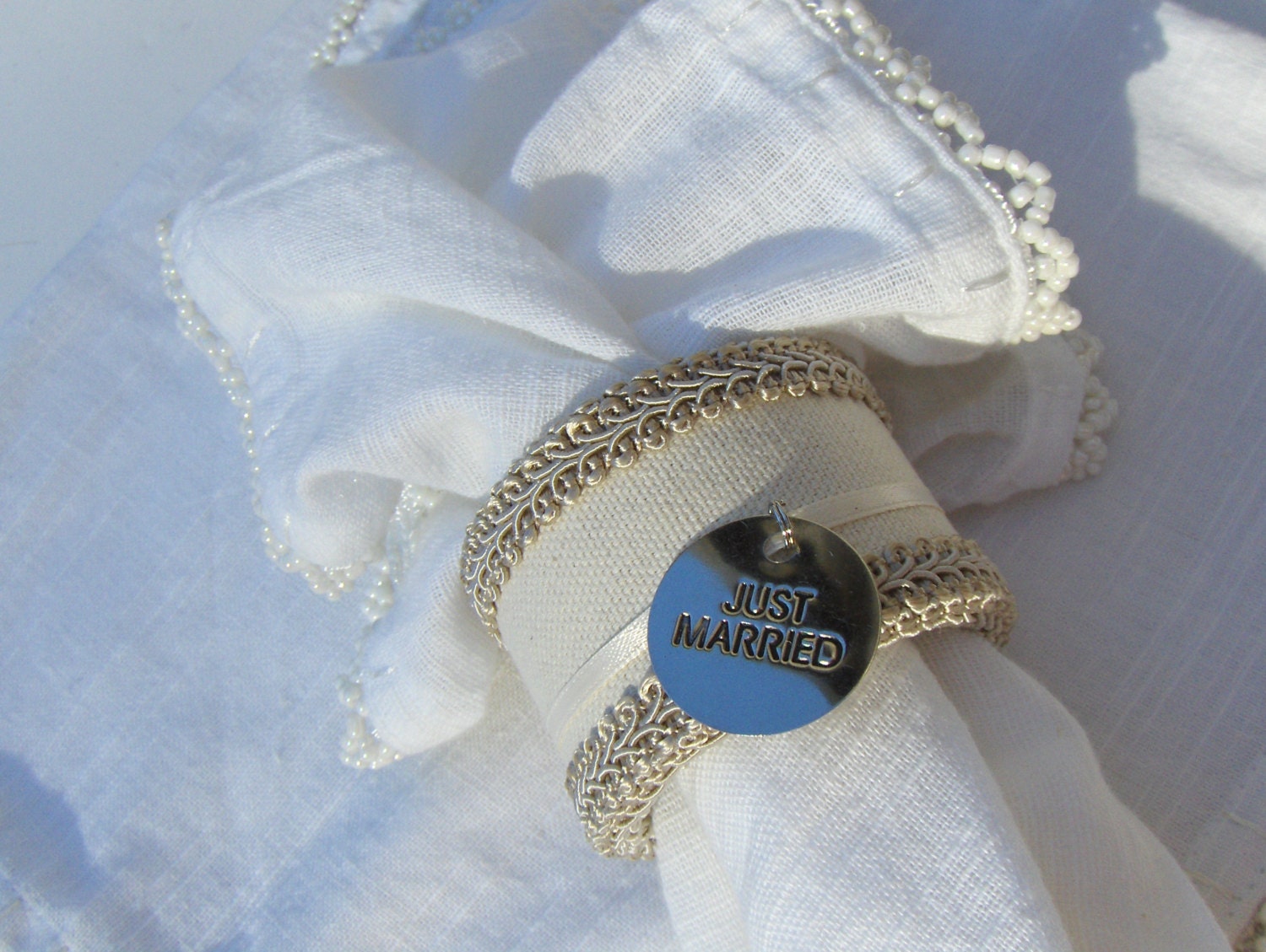 Just Married Napkin Rings Wedding Designer Napkin Cuffs