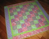 Paisley Baby Quilt or Lap Quilt in Pink, Purple, and Green