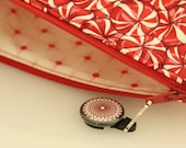 NEW Zipper makeup pencil case red white candy sweets