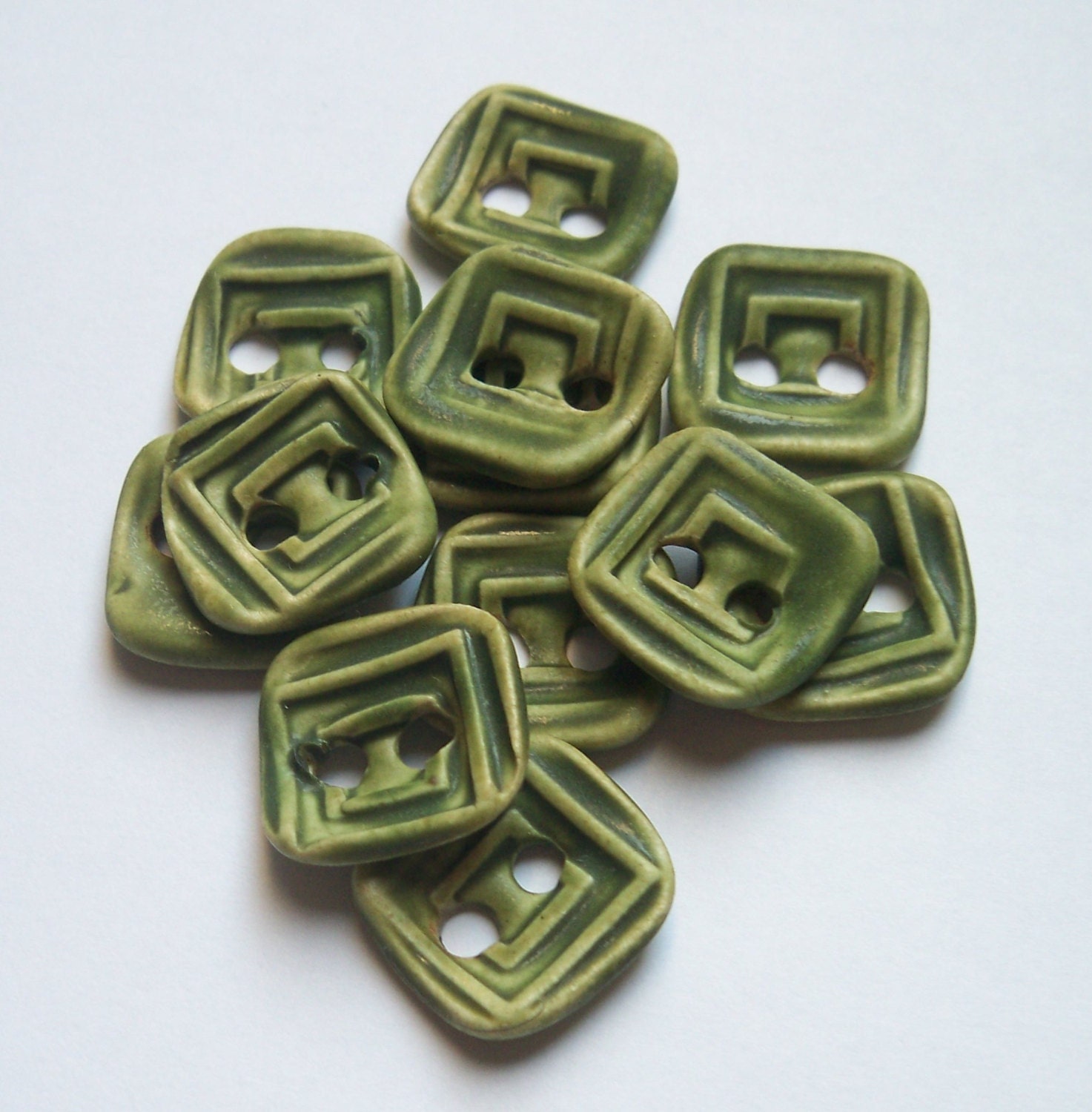 Lichen Green Square Ceramic buttons