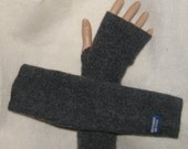 Felted gray Fingerless Gloves Pure Upcycled Wool felt high quality wool gloves for women teen girls hand Sewn