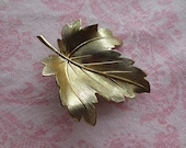 Vintage autumn leaf gold tone metal  brooch pin. Wholesale lot of 1.