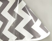 Laminated Cotton Oilcloth  Tablecloth waterproof 56" x 70" gray and white chevron