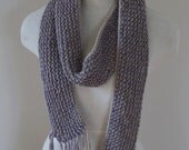 SUPER SALE Was 30 Now 12 Knit Striped Lavender and Beige Wool Blend Scarf