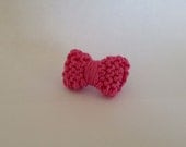 Bright Pink Shimmery Cotton Knit Bow Ring