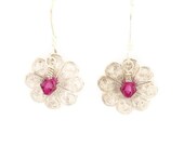 Filigree Flower with fuschia swarovski crystal