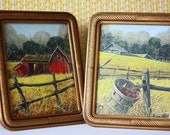 Vintage Barn Lithograph Prints Framed