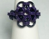 Chainmaille Ring- Rubber Bloom- Chainmaille with rubber- Dark Blue/Purple