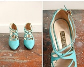 25% OFF STOREWIDE SALE Vintage 1980s Casadei teal blue heels///////6