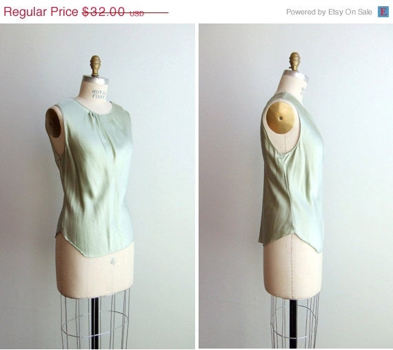 25% OFF STOREWIDE SALE Vintage 1990s mint green silk tank blouse