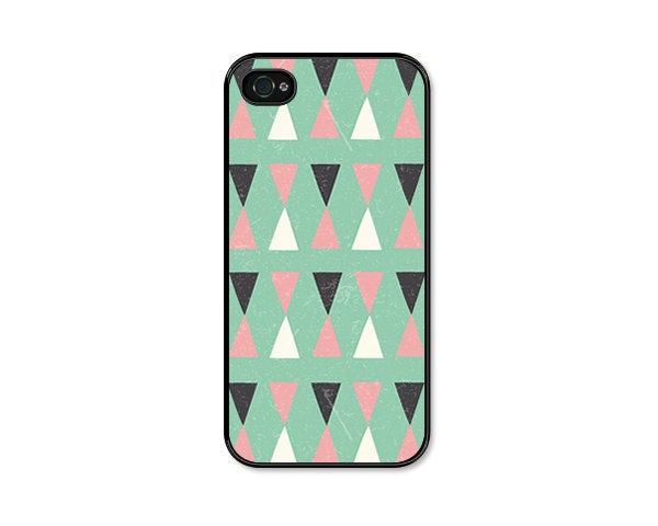 Geometric Apple iPhone 5 Case - Plastic iPhone 5 Cover - iPhone 5 Skin - Mint Green Black Pink Coral Peach Triangle Cell Phone