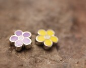 Flower purple - FLOATING CHARMS for glass memory lockets - TWO pieces- read about it