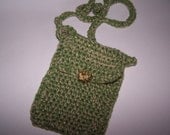 Green and Gold Crochet Pouch, Mini Purse, Purse for Women and Teen Girls, Smartphone Pouch, Crocheted Bag, Accessories