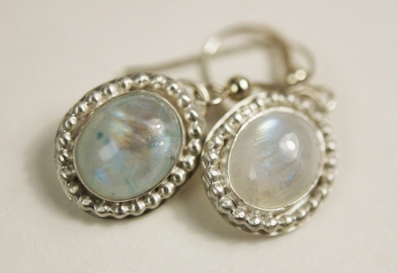 Moonstone & Sterling Silver Earrings - Moonstone Earrings - fine jewelry