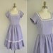 vintage 1950s dress / 50s lilac cotton dress / 1950s lace dress with rhinestones