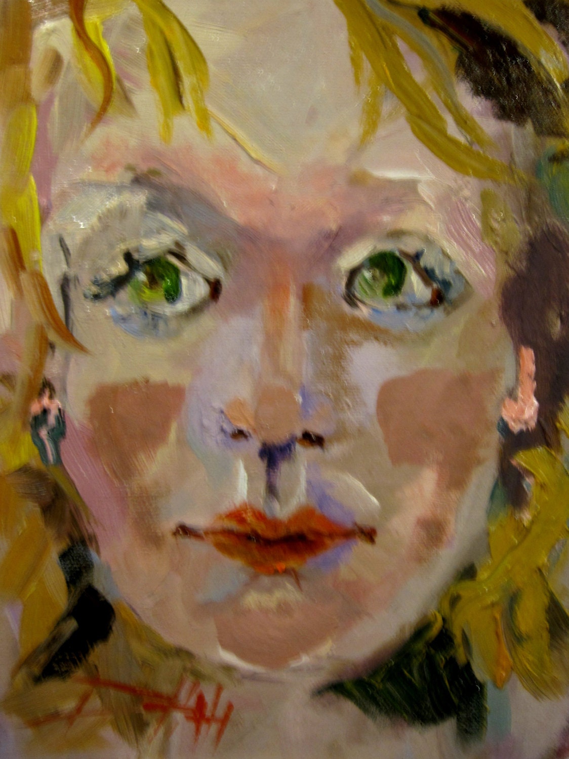 My Green Eyes, figurative oil painting