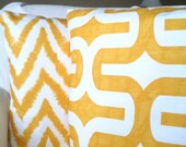Throw Pillows Decorative Pillows Accent Pillows Cushion Covers Gray Yellow White Embrace Diva BOTH SIDES - Combo Set 18 x 18