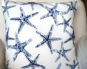 Pillows Decorative Pillows Nautical Pillows Throw Pillow Cushion Covers Dark Blue White  BOTH SIDES  - Pair of Two 18 x 18