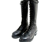 Mens Linesman Boots Black Leather Knee High  Steel Toe Poleclimber Burner Motorcycle Boots size 8