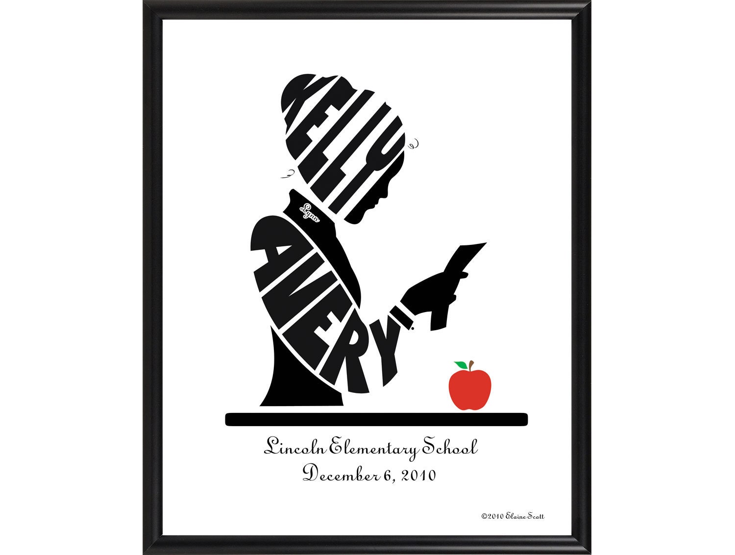 Personalized Female Teacher Print - Framed