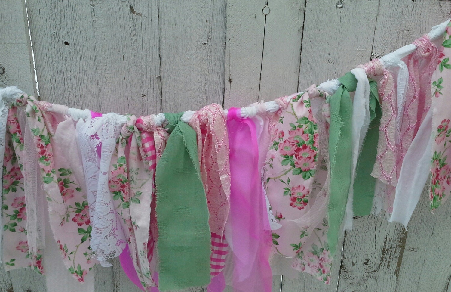 Fabric swag, fabric garland, vintage wedding, children's room decor, nursery, shabby and cottage chic