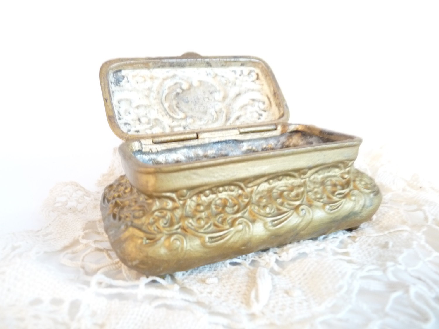 Art Nouveau Jewelry Casket Forget-me-not Ormolu Gilt