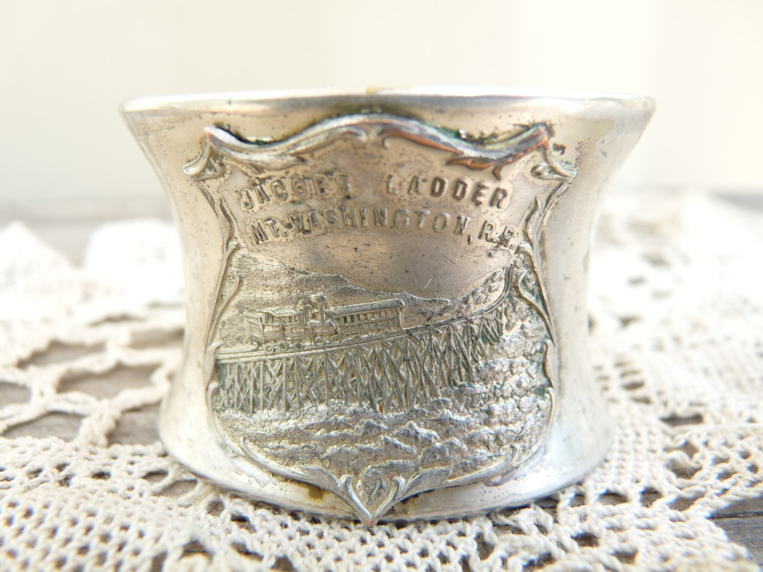 Victorian Napkin Ring Mt Washington Cog RR Souvenir