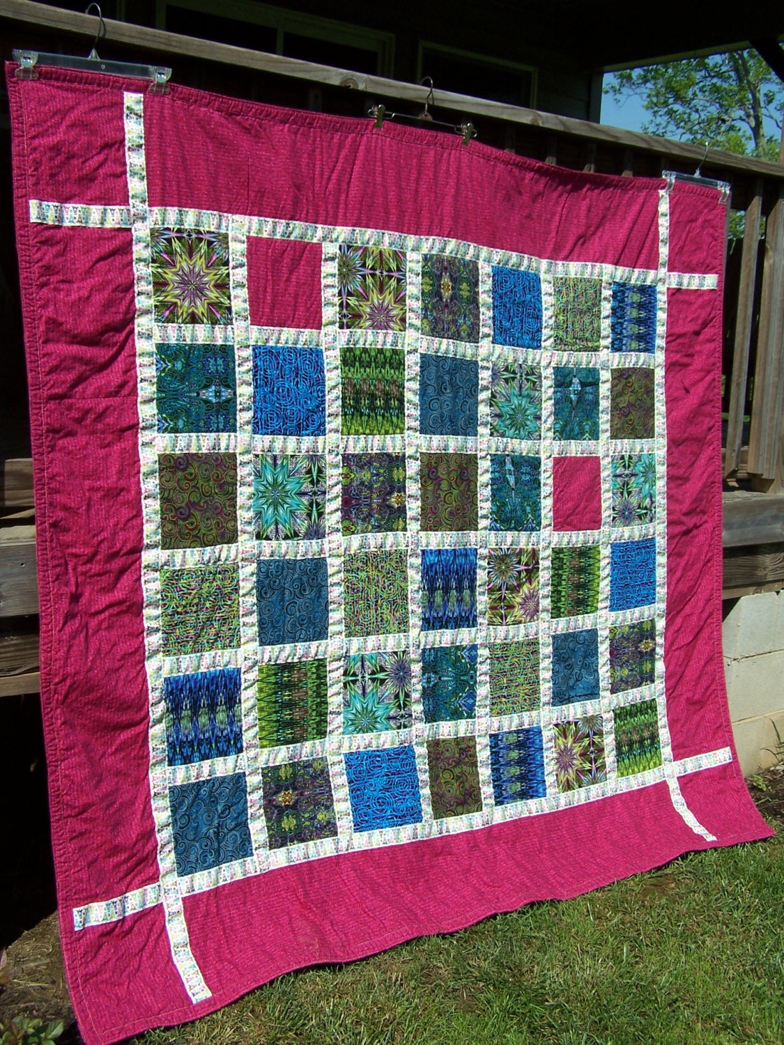 Handmade kaleidescope of color full or queen quilt