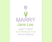 Personalized Spring Style  Birth Print - 8x10 inches- Lilac and Green