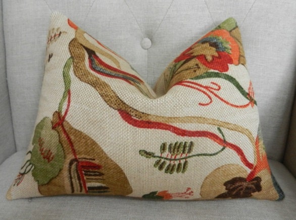Decorative Designer  Pillow Cover - 12"X16"- GP&J Baker - California print in Red/Cream color - Pattern on the front