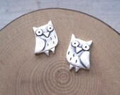 Owl Stud Earrings - Silver Bird Jewelry - Birthday valentine gift for her