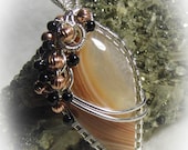 Lake Superior Agate Wire Wrapped Stone Silver Pendant