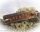Antiqued Copper Viking Knit Hand Stamped Breathe Bracelet Bangle 7 inches