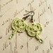 Handmade lace earrings retro rustic boho vintage inspired wedding bridesmaids jewelry- Mother's Day gift light green
