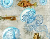 Fabric panel Under the sea 18x18 inches (45x45 cm)
