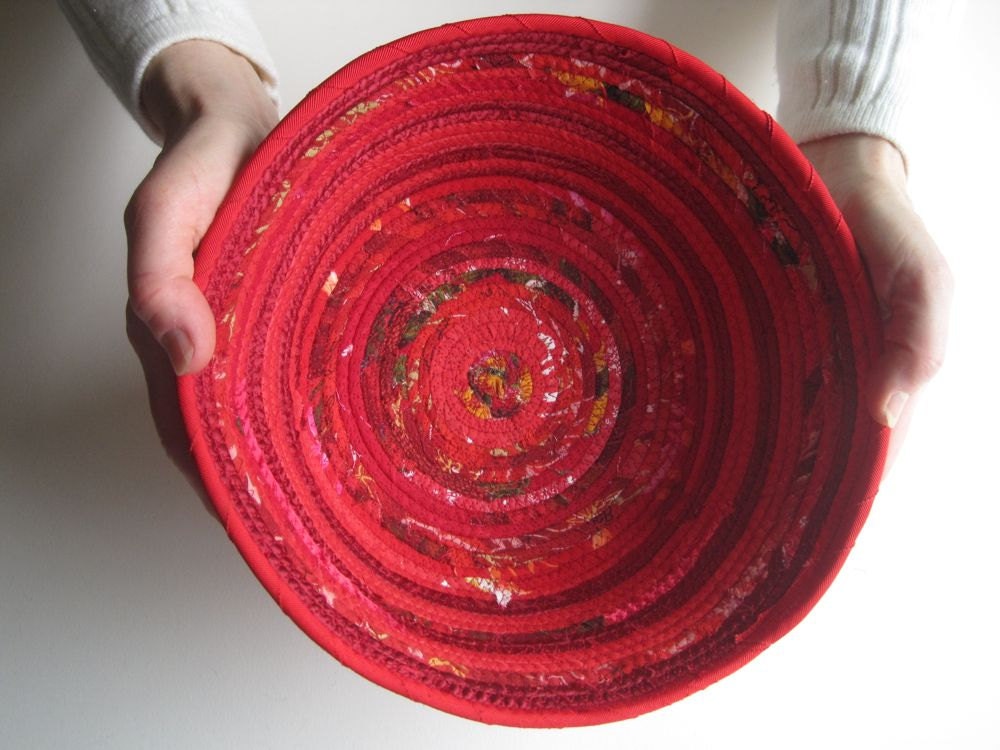 Coiled Basket Bowl - Menarche Red Container - First Blood Ritual - Menses Rite of Passage Gift - On The Rag Gift Basket