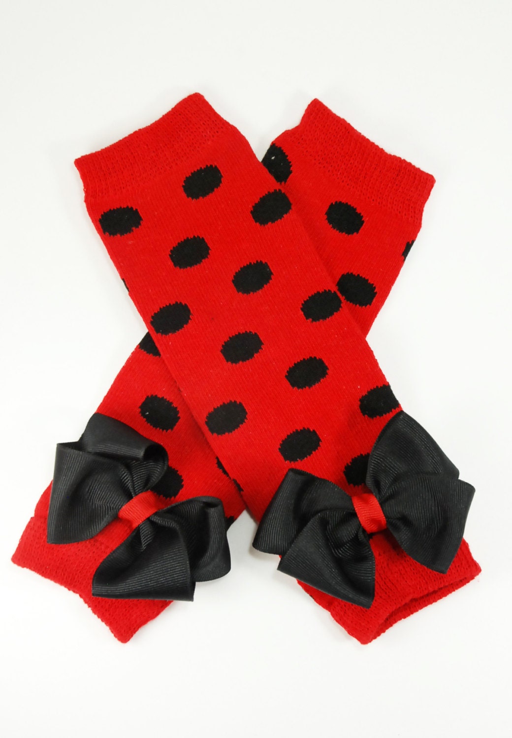 Newborn and Regular Ladybug Leg Warmers w/Bows