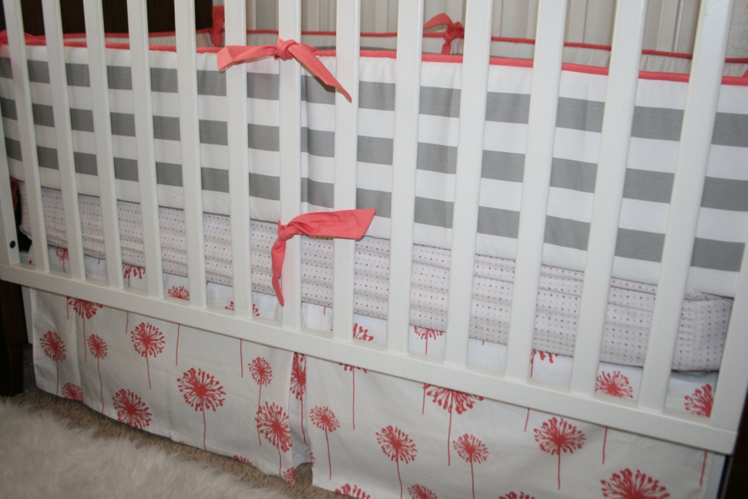 Custom- Gray stripe and coral bumper