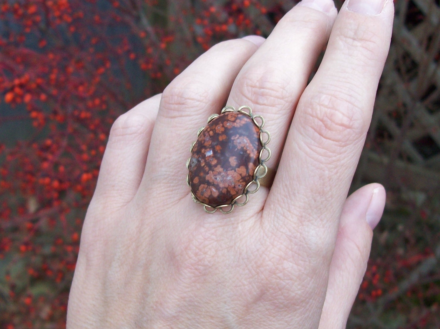 Shaman Travels - Leopard Jasper Lace Adjustable Ring