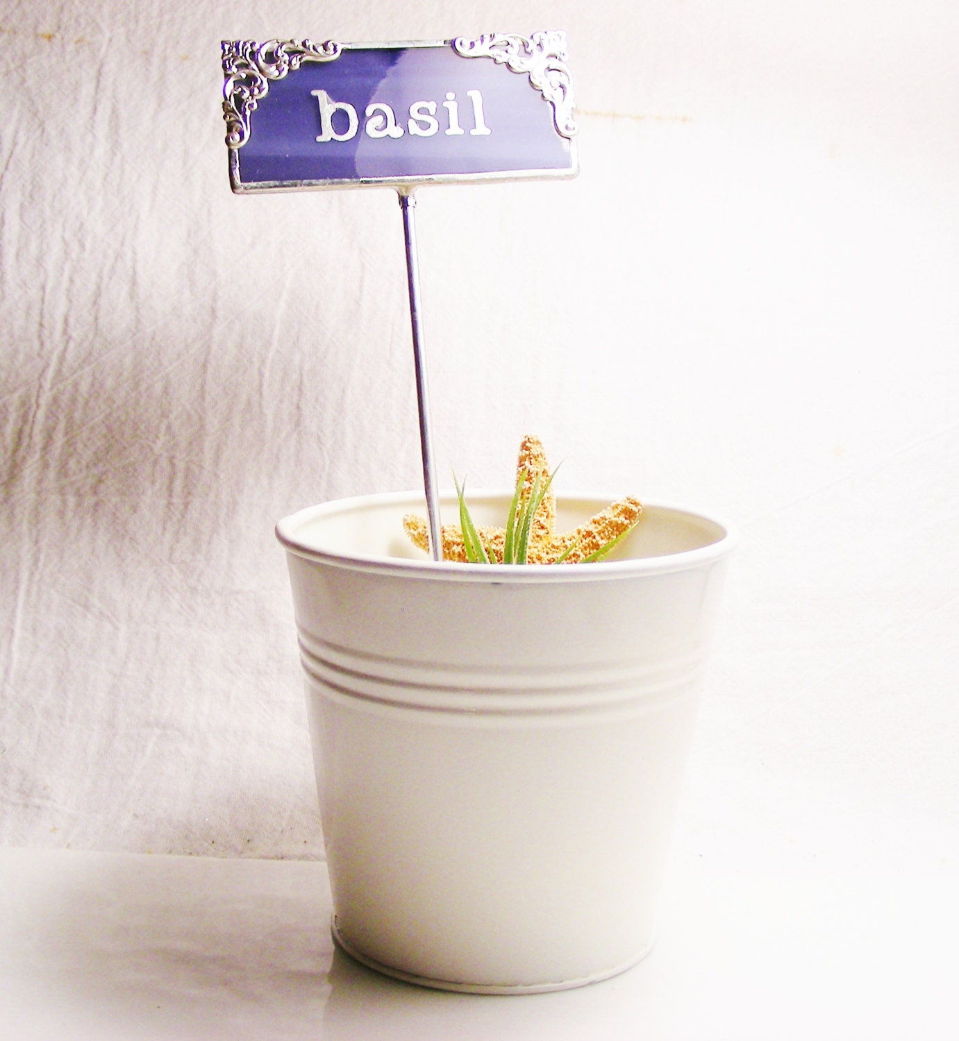 NEW Ornate Basil Herb Marker Garden Sign Purple