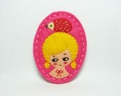 Hedgehog girl felt brooch